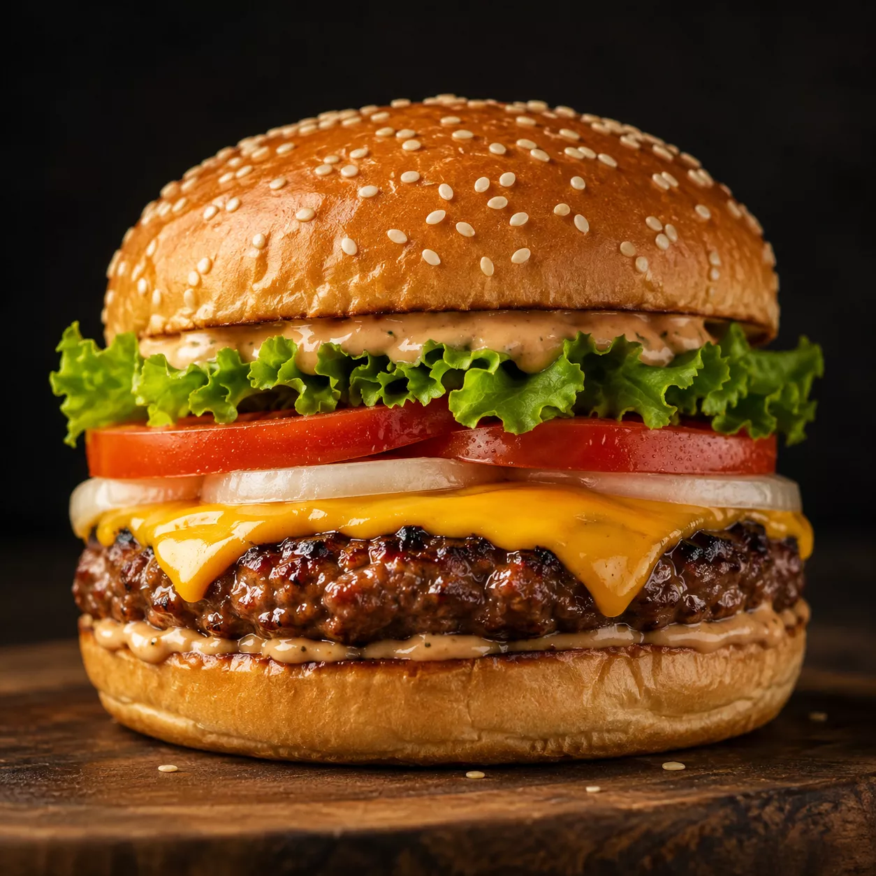 Burger premium dengan daging juicy